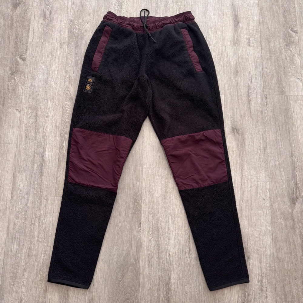 Adidas Germany Futbol Soccer DFB Fleece Joggers Mens Medium Black Sherpa Pants